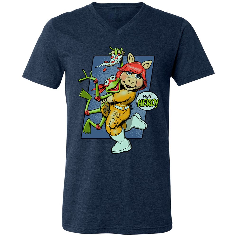 Unisex V-Neck T-Shirt - 2HK7NM37 - Heather Navy - 15