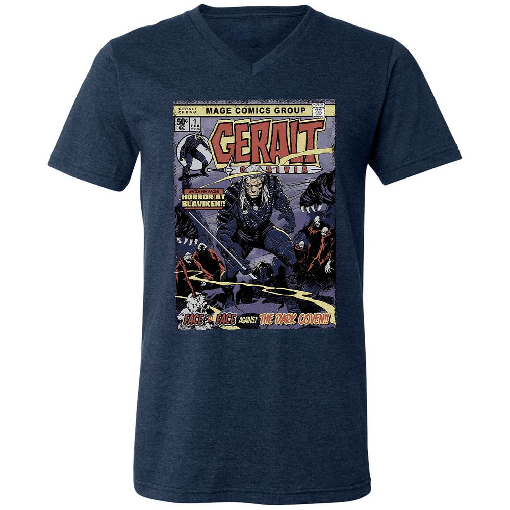 Unisex V-Neck T-Shirt - LJC29JX4 - Heather Navy - 15