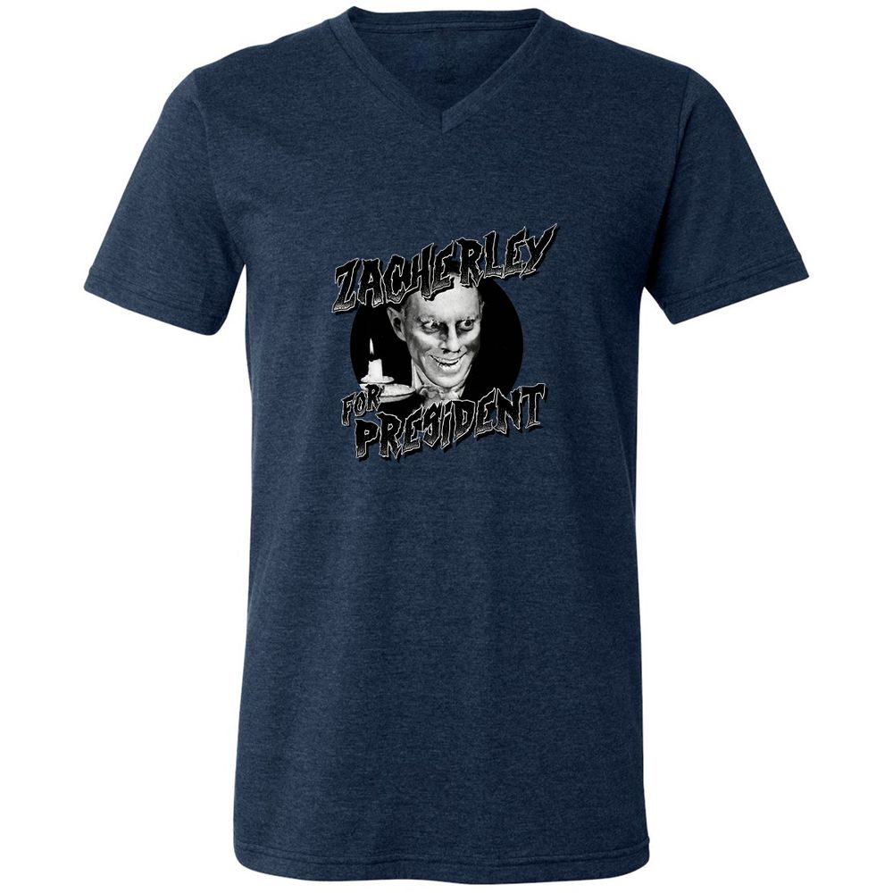 Unisex V-Neck T-Shirt - 5XGN57PS - Heather Navy - 15