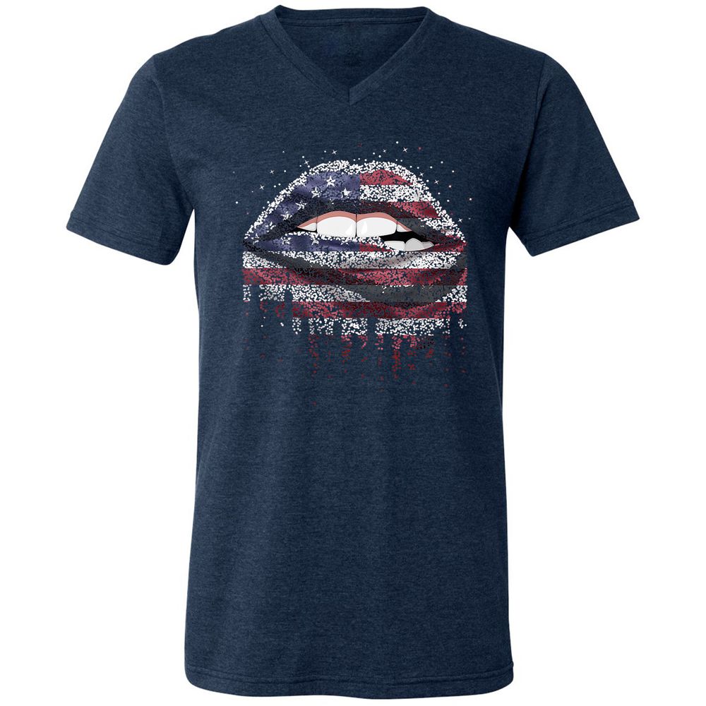 Unisex V-Neck T-Shirt - VAPHYMMY - Heather Navy - 15