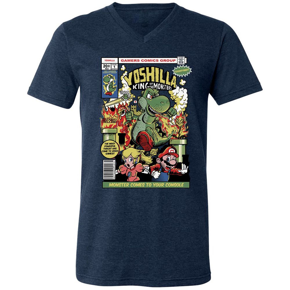 Unisex V-Neck T-Shirt - LM5NEKAH - Heather Navy - 15