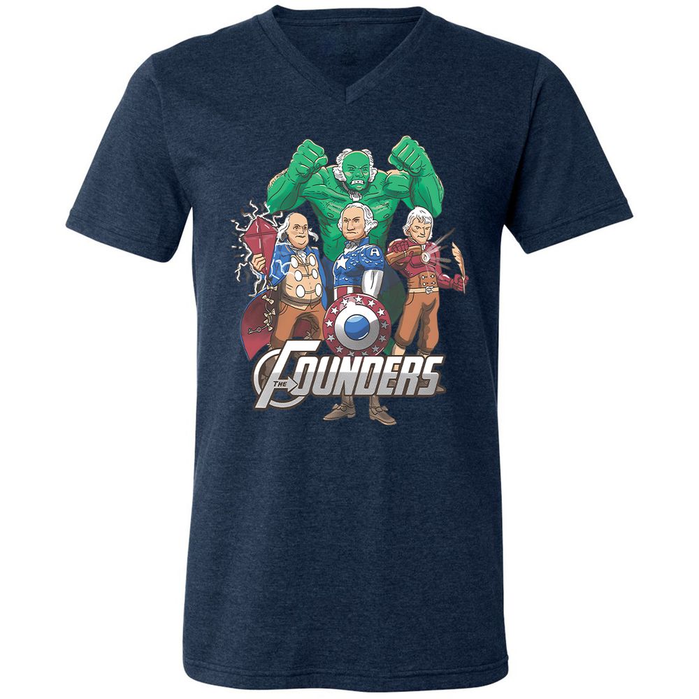 Unisex V-Neck T-Shirt - 2P2E9D8M - Heather Navy - 15