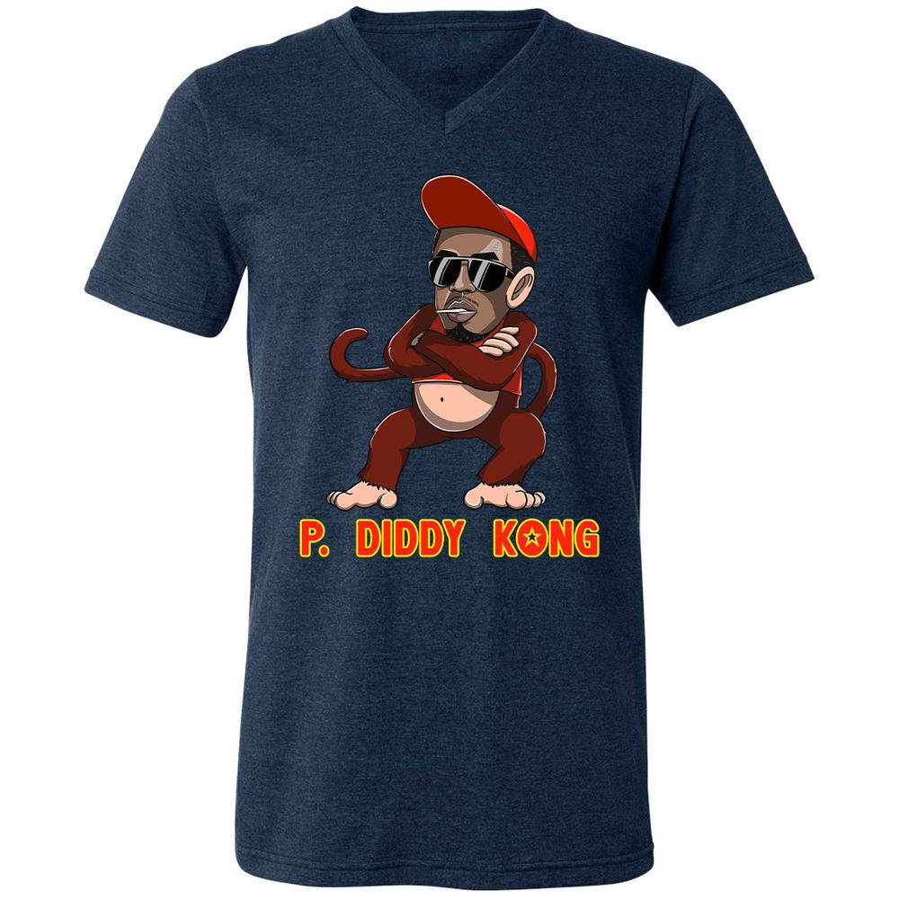 Unisex V-Neck T-Shirt - 9TQ1A26L - Heather Navy - 15