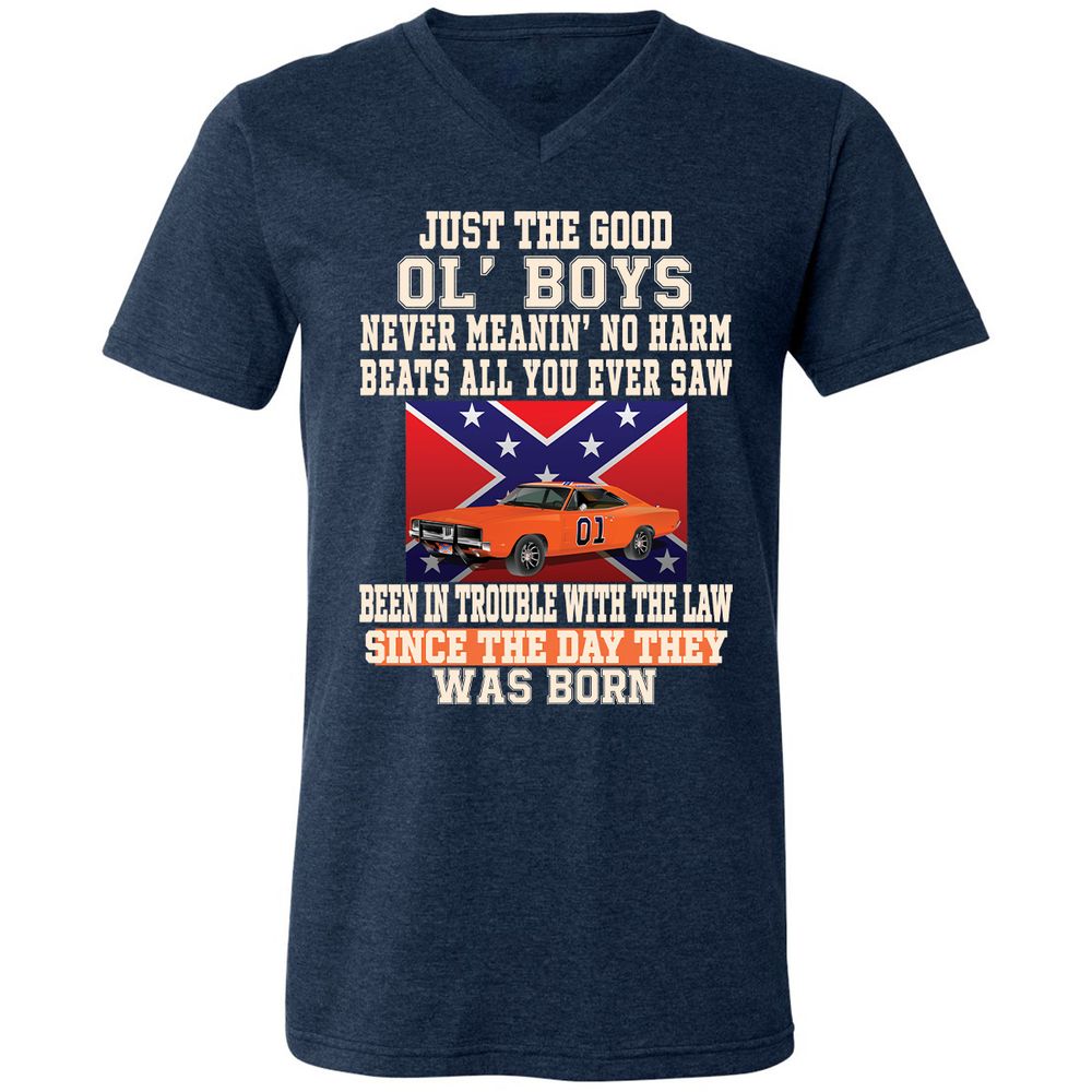 Unisex V-Neck T-Shirt - 9FG51MZV - Heather Navy - 15
