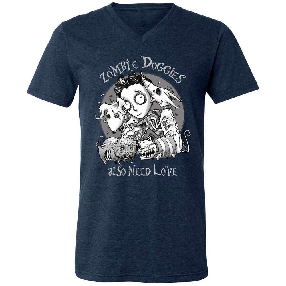 Unisex V-Neck T-Shirt - W2ARTKF4 - Heather Navy - 15