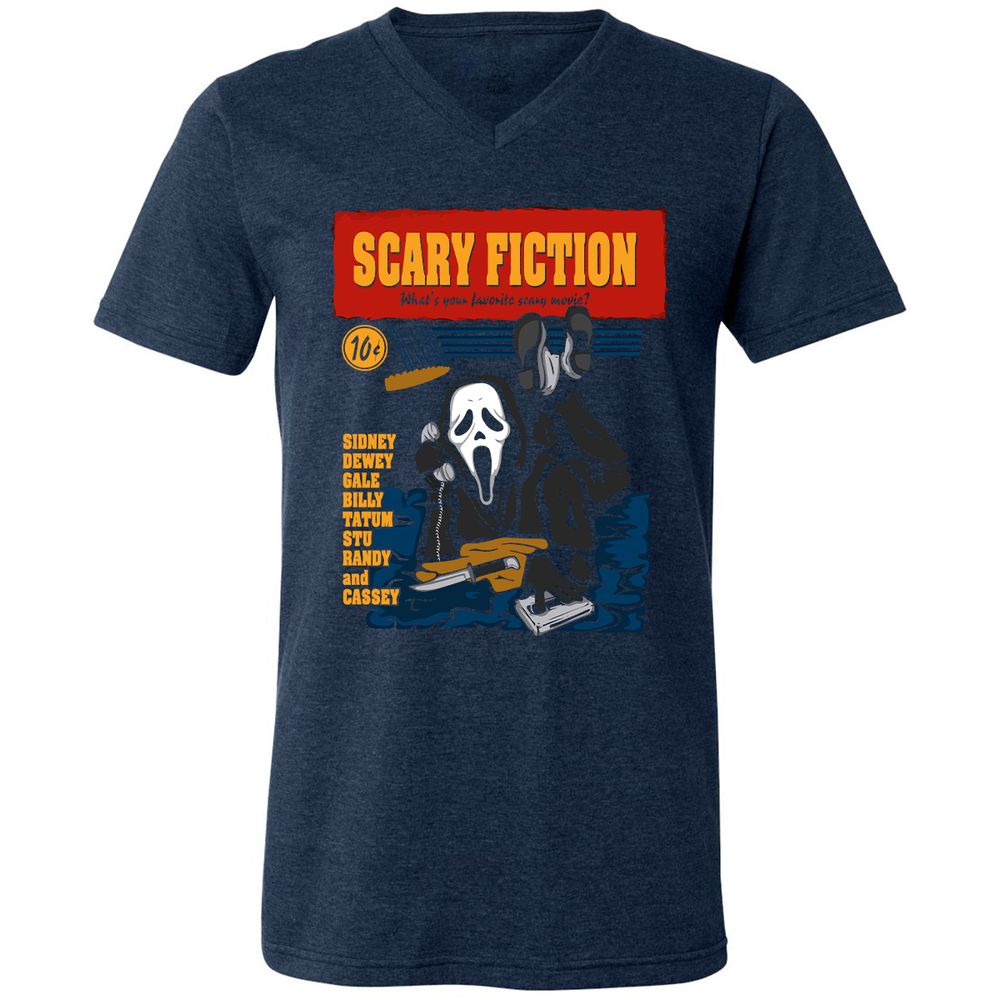 Unisex V-Neck T-Shirt - F9CJXN3E - Heather Navy - 15