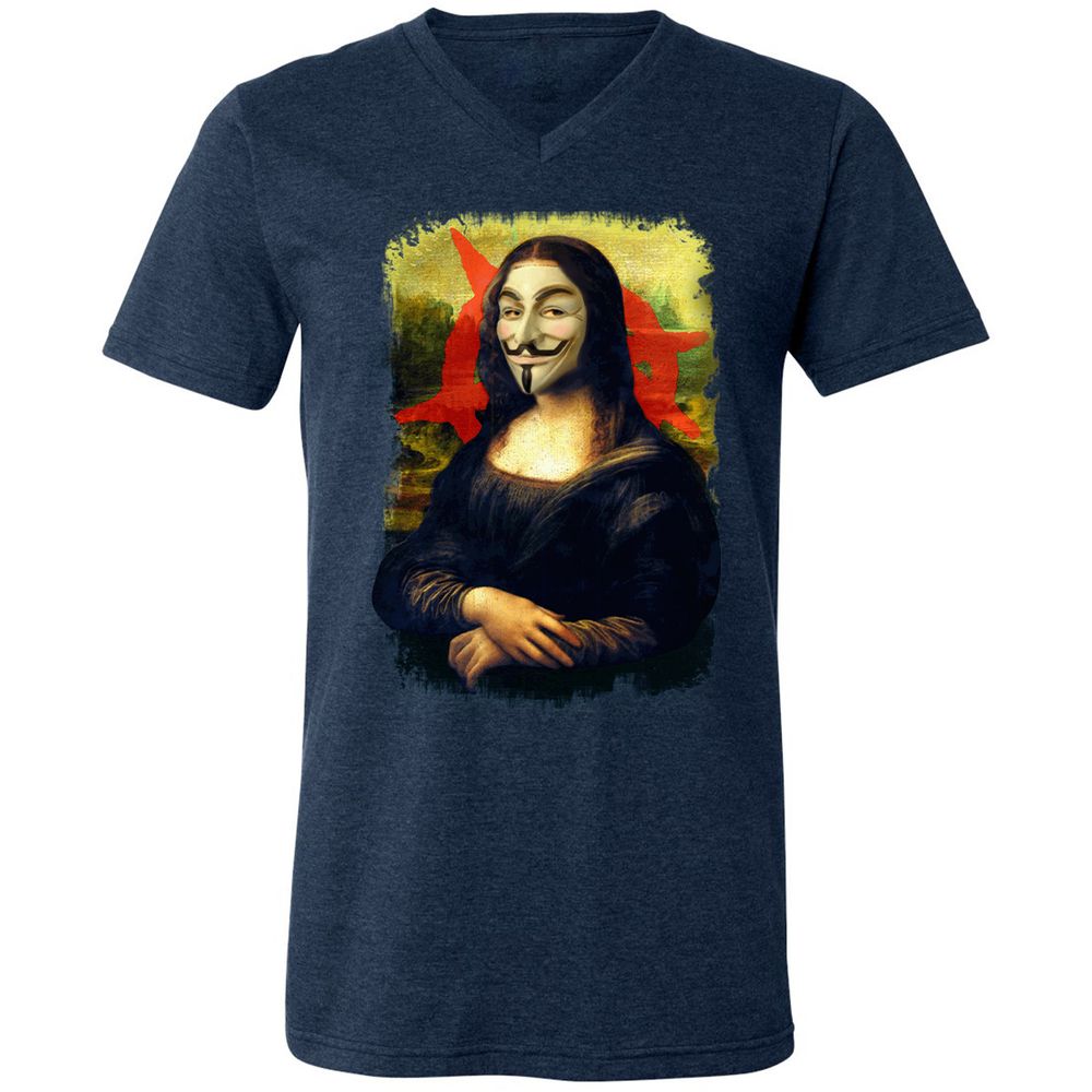 Unisex V-Neck T-Shirt - 85HE9J4U - Heather Navy - 15