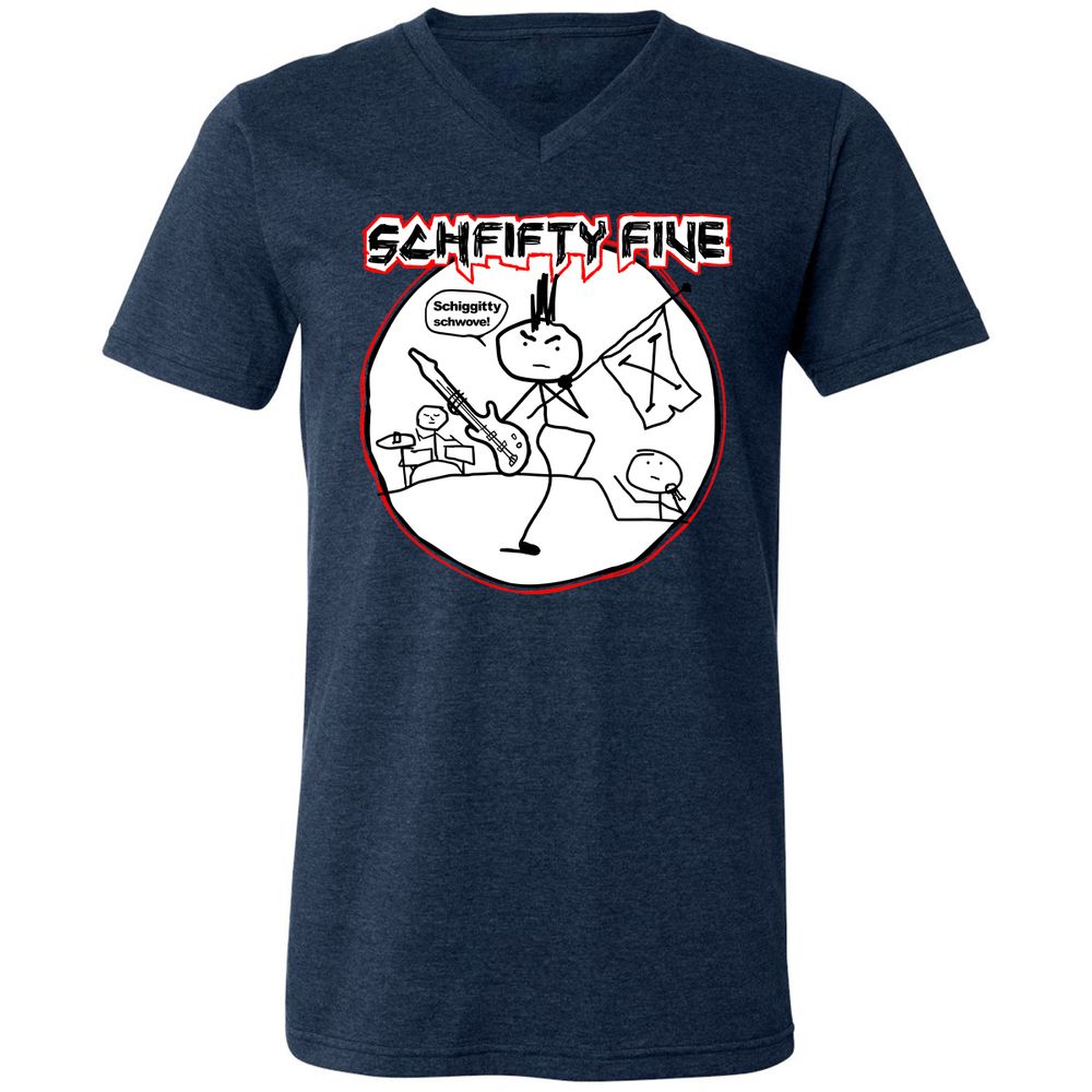 Unisex V-Neck T-Shirt - FTJEWNFN - Heather Navy - 15