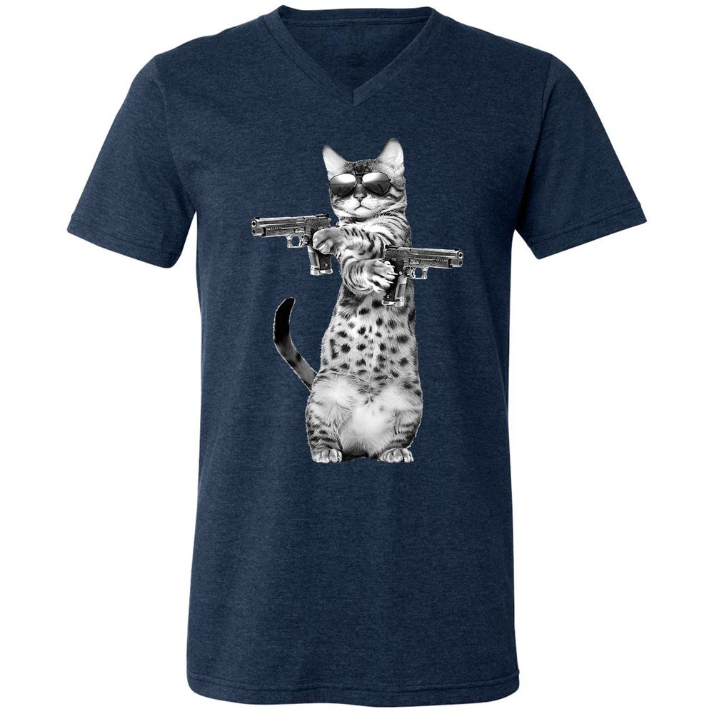 Unisex V-Neck T-Shirt - Q25L79X5 - Heather Navy - 15