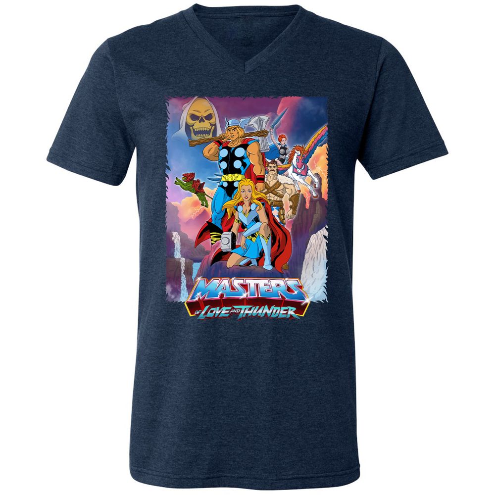 Unisex V-Neck T-Shirt - XEB6EWRZ - Heather Navy - 15