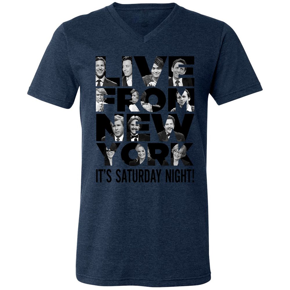 Unisex V-Neck T-Shirt - JQFS7Z9D - Heather Navy - 15