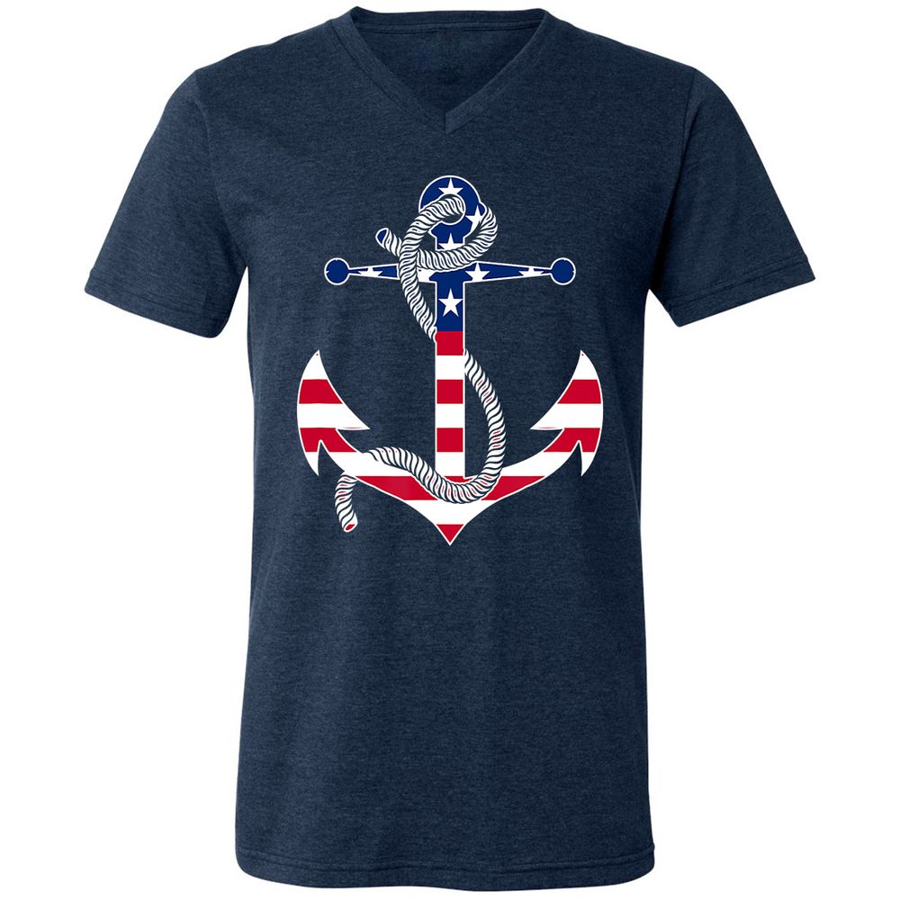 Unisex V-Neck T-Shirt - 828YVZWA - Heather Navy - 15