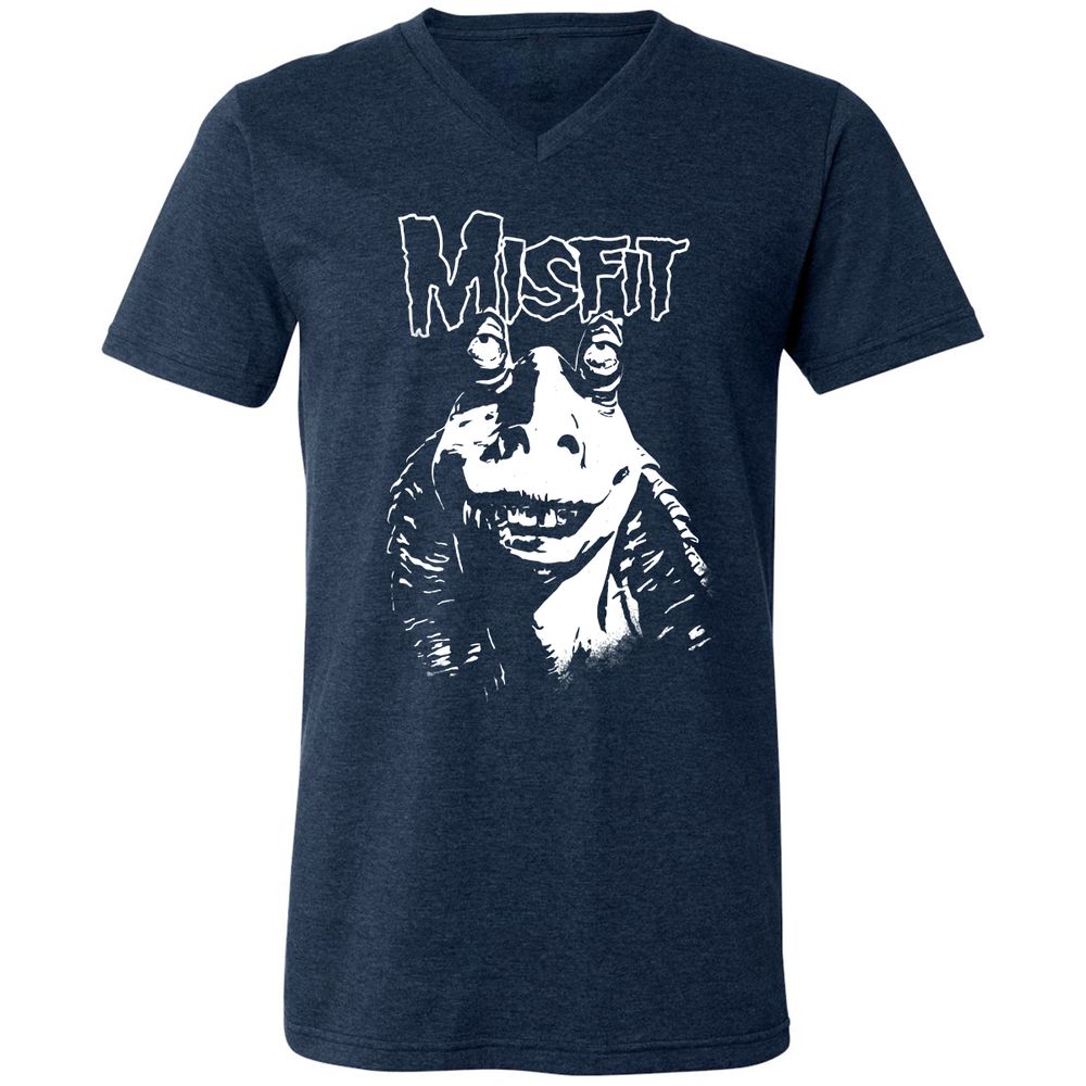 Unisex V-Neck T-Shirt - TZQ7X51V - Heather Navy - 15