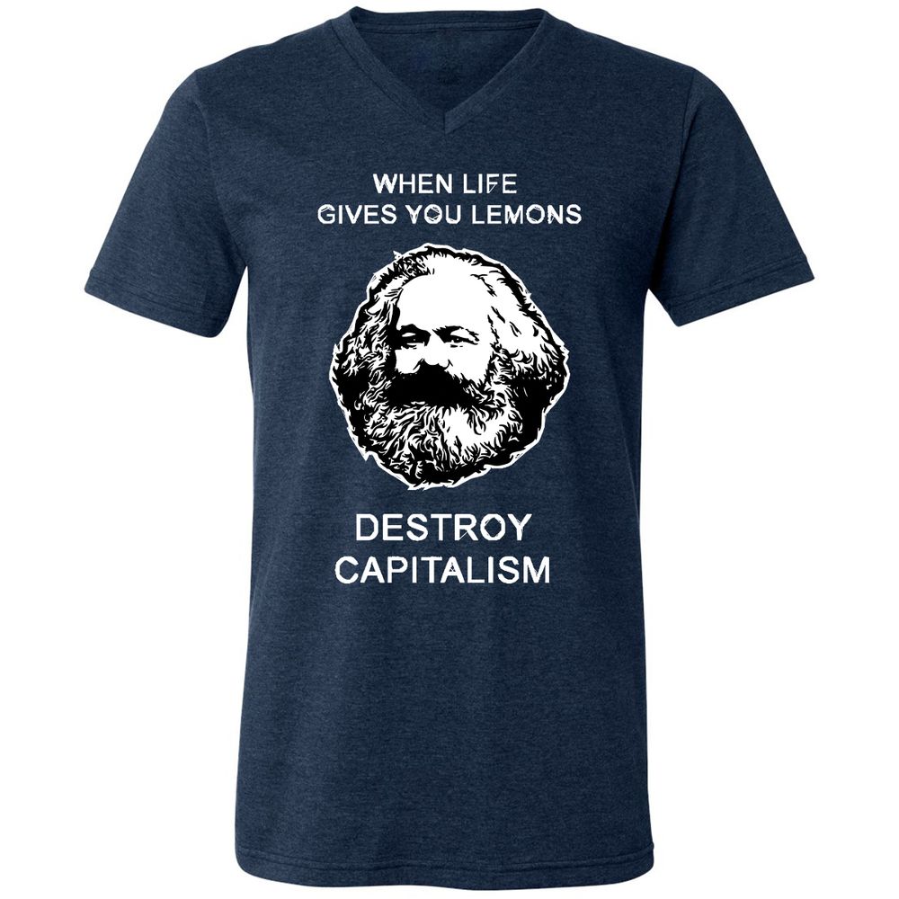 Unisex V-Neck T-Shirt - V4CQRWM8 - Heather Navy - 15