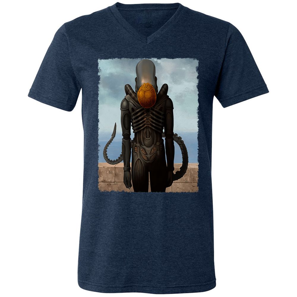 Unisex V-Neck T-Shirt - 46B89TEU - Heather Navy - 15