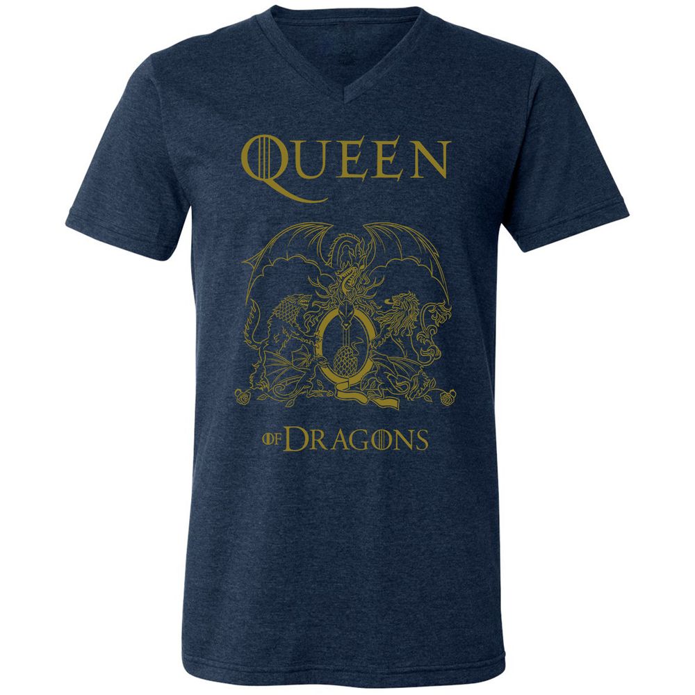 Unisex V-Neck T-Shirt - H6GQRTWP - Heather Navy - 15