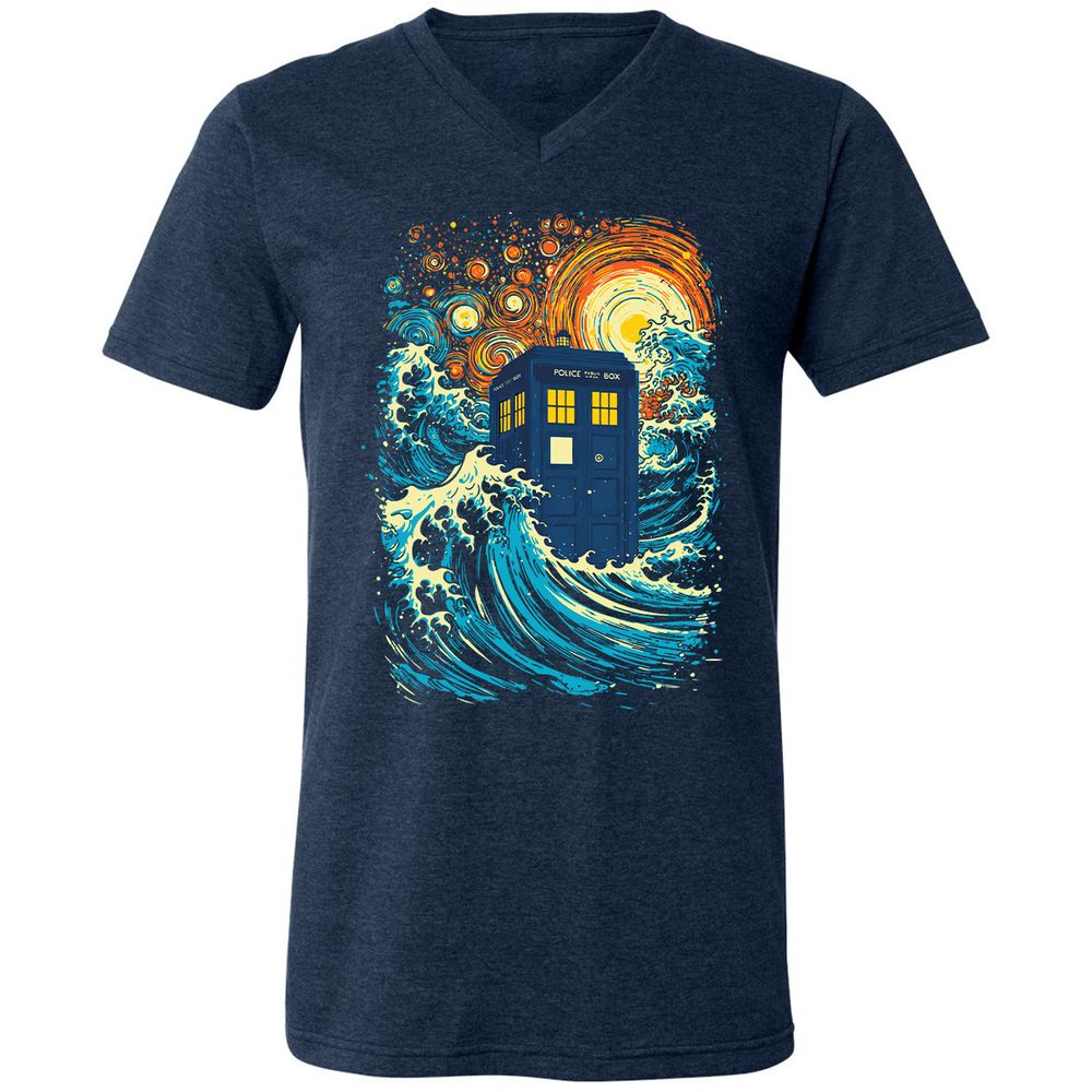 Unisex V-Neck T-Shirt - W4GZ85MA - Heather Navy - 15