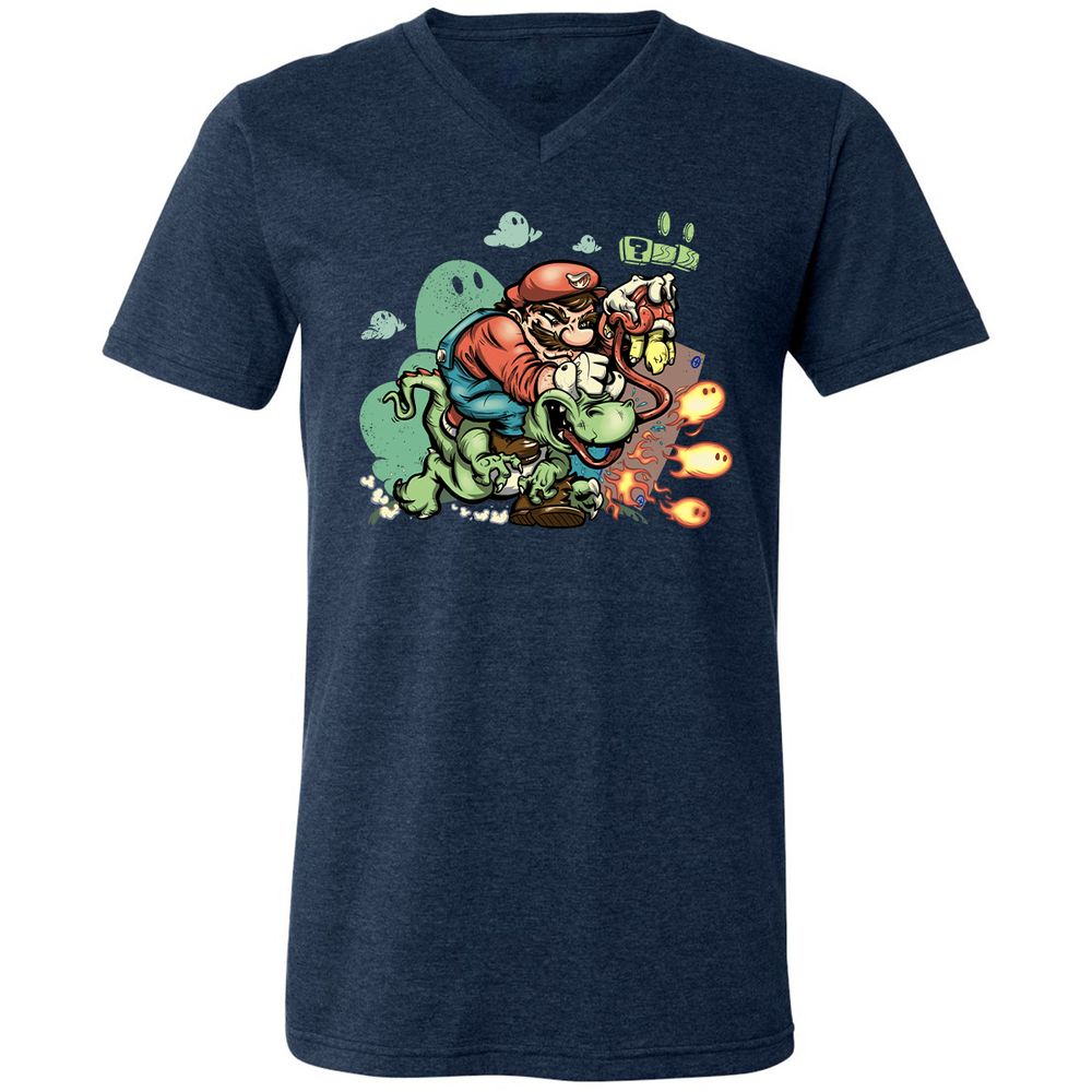 Unisex V-Neck T-Shirt - YWADZVZE - Heather Navy - 15