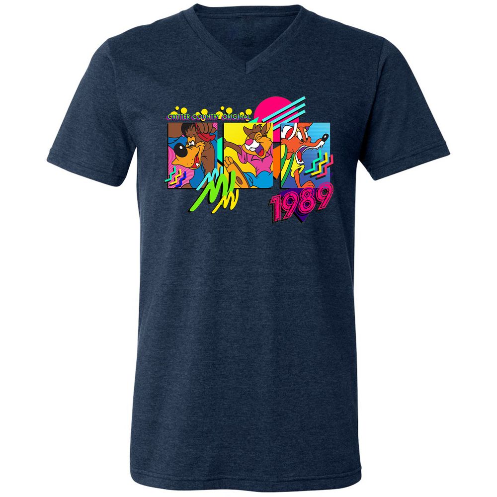 Unisex V-Neck T-Shirt - N6TG3B8S - Heather Navy - 15