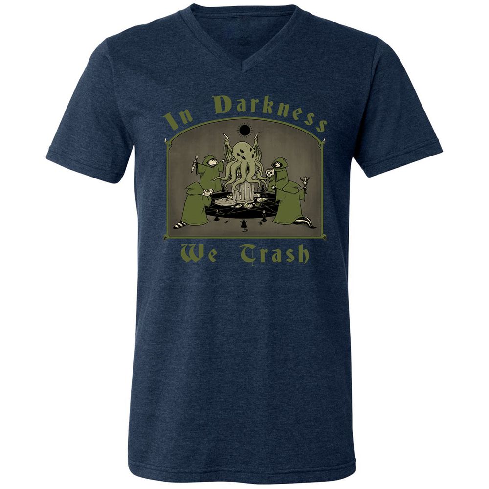 Unisex V-Neck T-Shirt - QNG7V1YQ - Heather Navy - 15