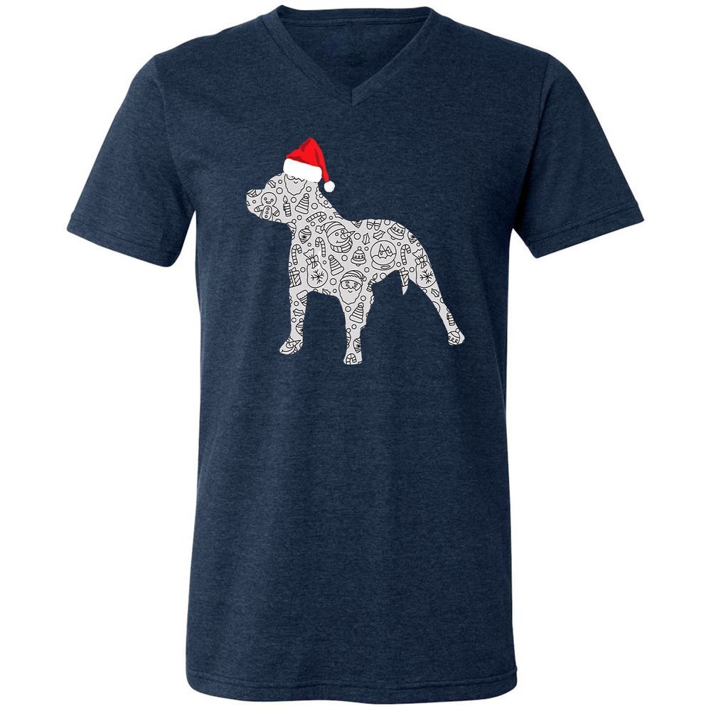 Unisex V-Neck T-Shirt - GM6QHPL8 - Heather Navy - 15