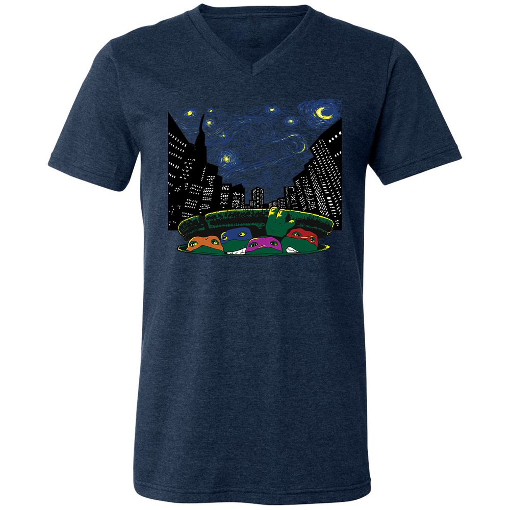 Unisex V-Neck T-Shirt - RBDQT7AU - Heather Navy - 15