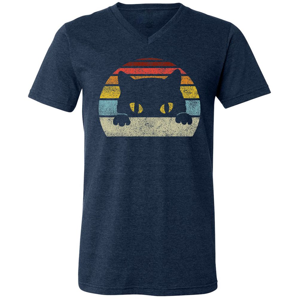 Unisex V-Neck T-Shirt - 8424QMBJ - Heather Navy - 15