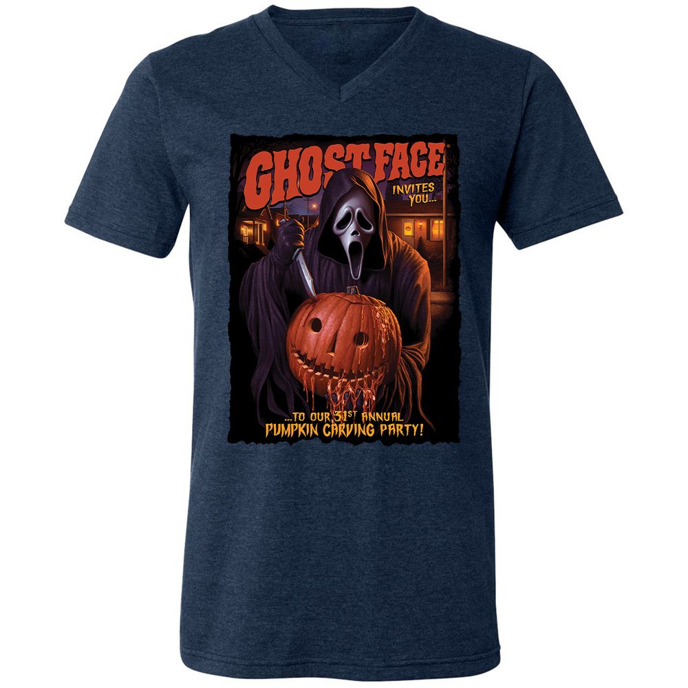 Unisex V-Neck T-Shirt - CCBFLJ9W - Heather Navy - 15