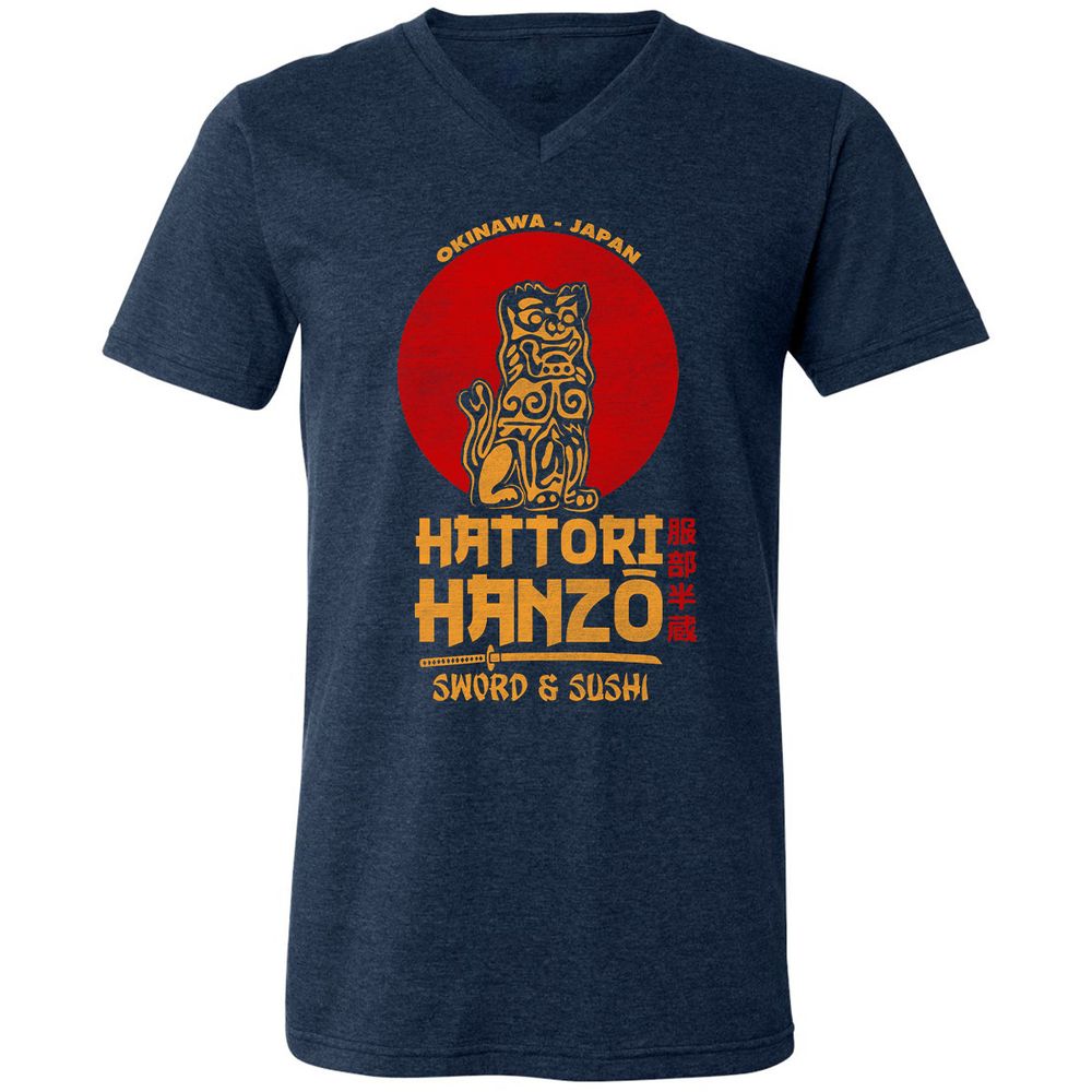 Unisex V-Neck T-Shirt - V3QV589B - Heather Navy - 15