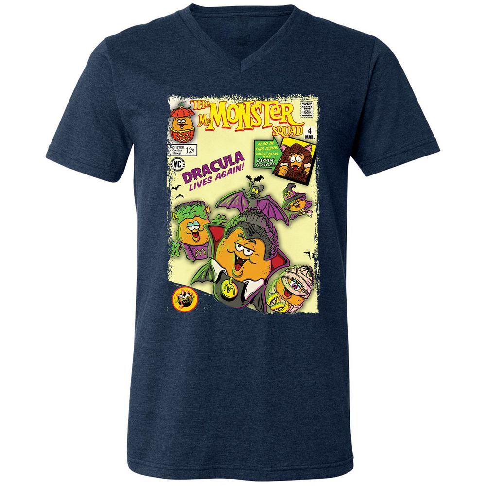 Unisex V-Neck T-Shirt - FUSW7T6Q - Heather Navy - 15