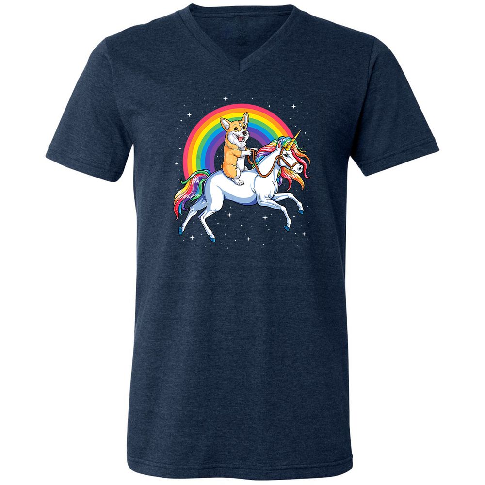 Unisex V-Neck T-Shirt - 8DJY7FKP - Heather Navy - 15