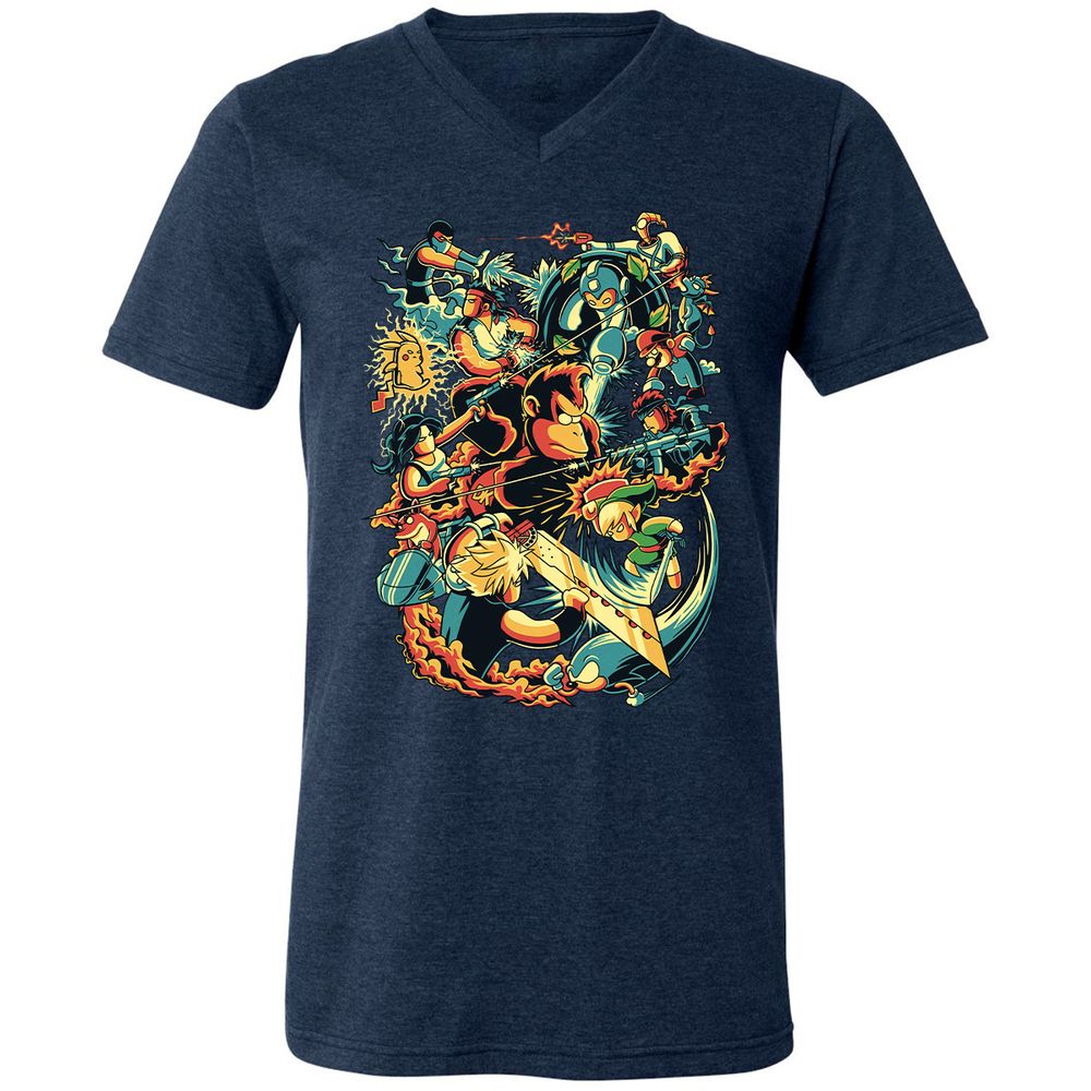 Unisex V-Neck T-Shirt - PV3HVH66 - Heather Navy - 15