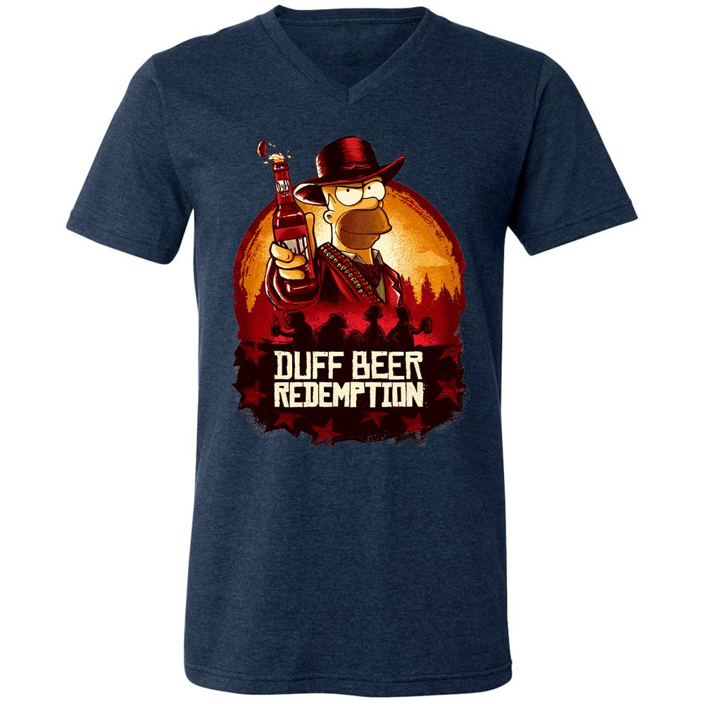 Unisex V-Neck T-Shirt - 3753U7E8 - Heather Navy - 15