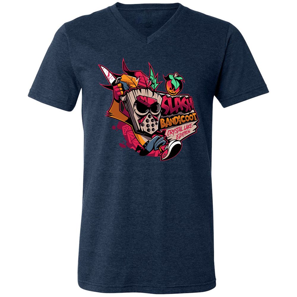 Unisex V-Neck T-Shirt - 9KWYY1KK - Heather Navy - 15