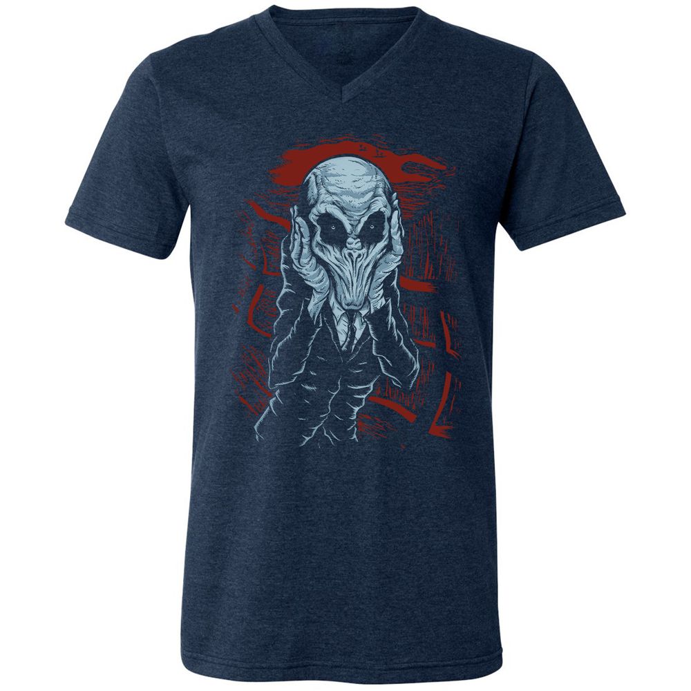 Unisex V-Neck T-Shirt - H54W6YJ9 - Heather Navy - 15