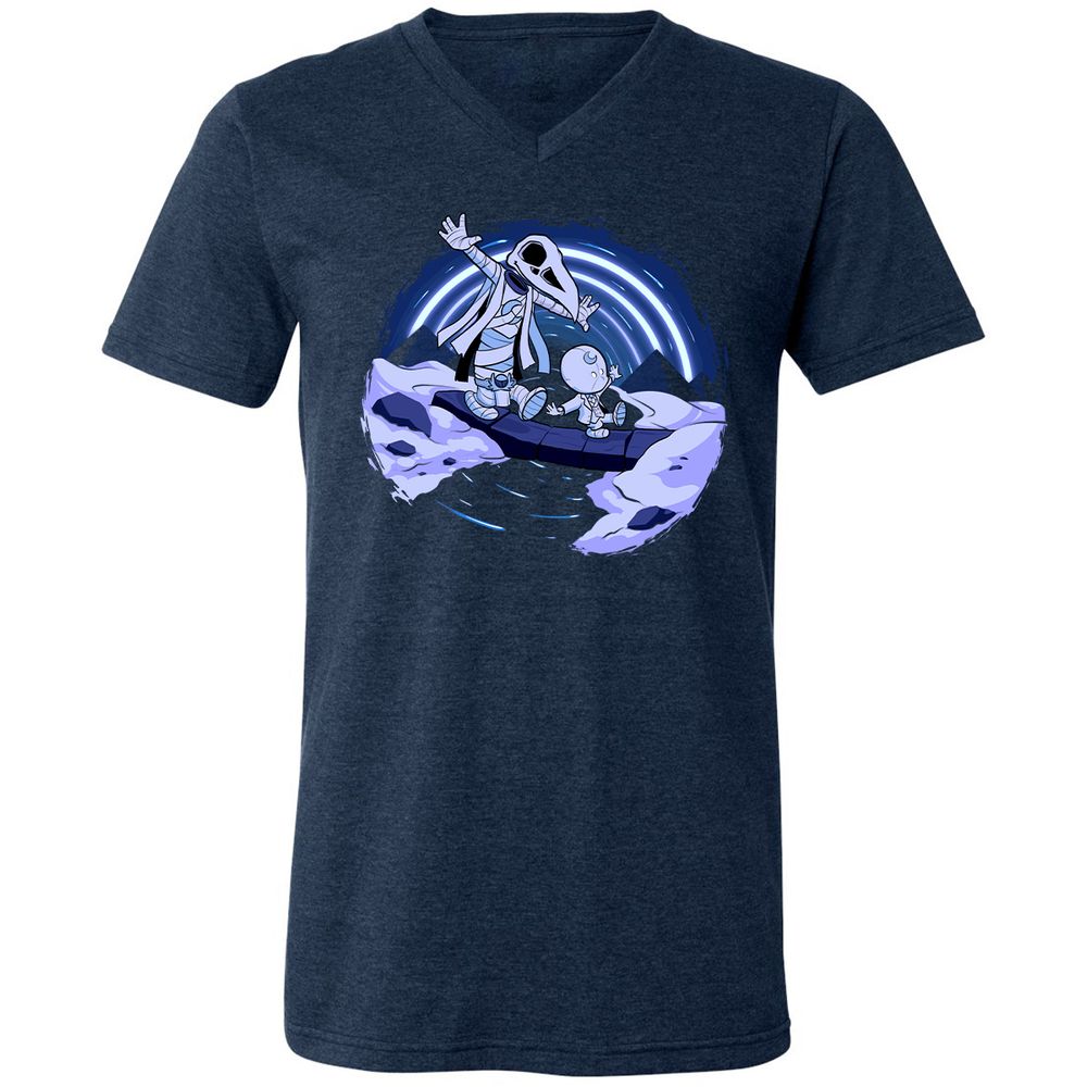 Unisex V-Neck T-Shirt - PRNJDBSZ - Heather Navy - 15