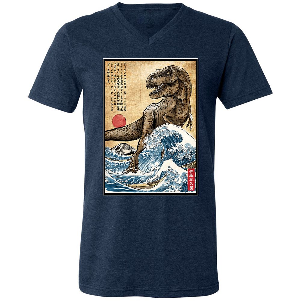 Unisex V-Neck T-Shirt - KWYYWWJY - Heather Navy - 15