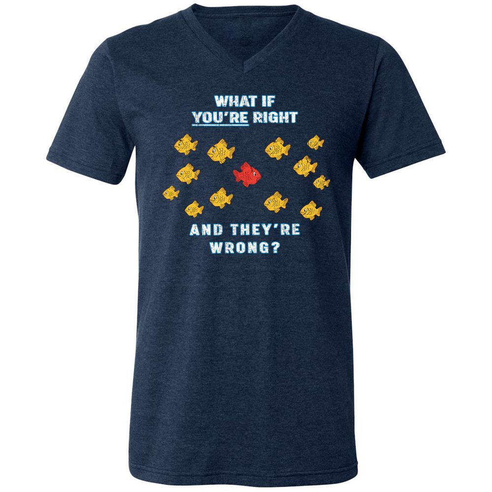 Unisex V-Neck T-Shirt - E7SCPC8Z - Heather Navy - 15