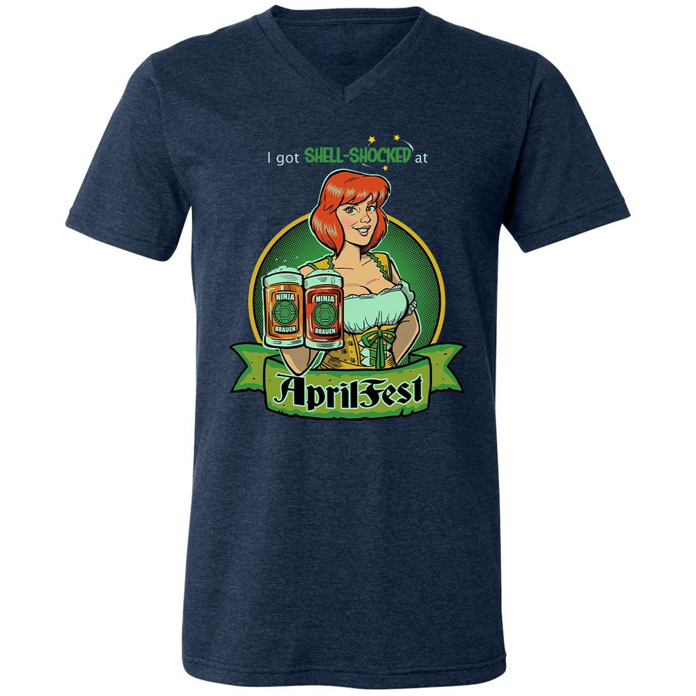 Unisex V-Neck T-Shirt - SFK6RA27 - Heather Navy - 15