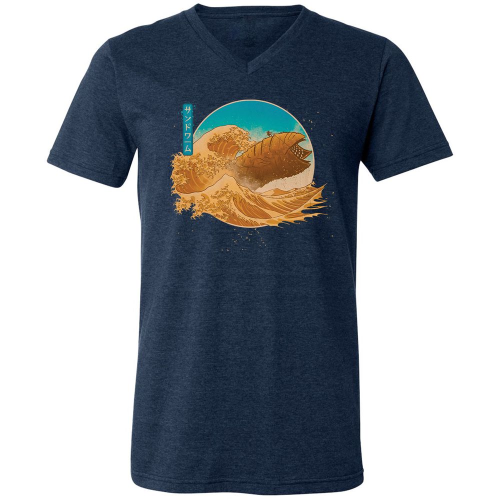Unisex V-Neck T-Shirt - VXWQQW9Z - Heather Navy - 15