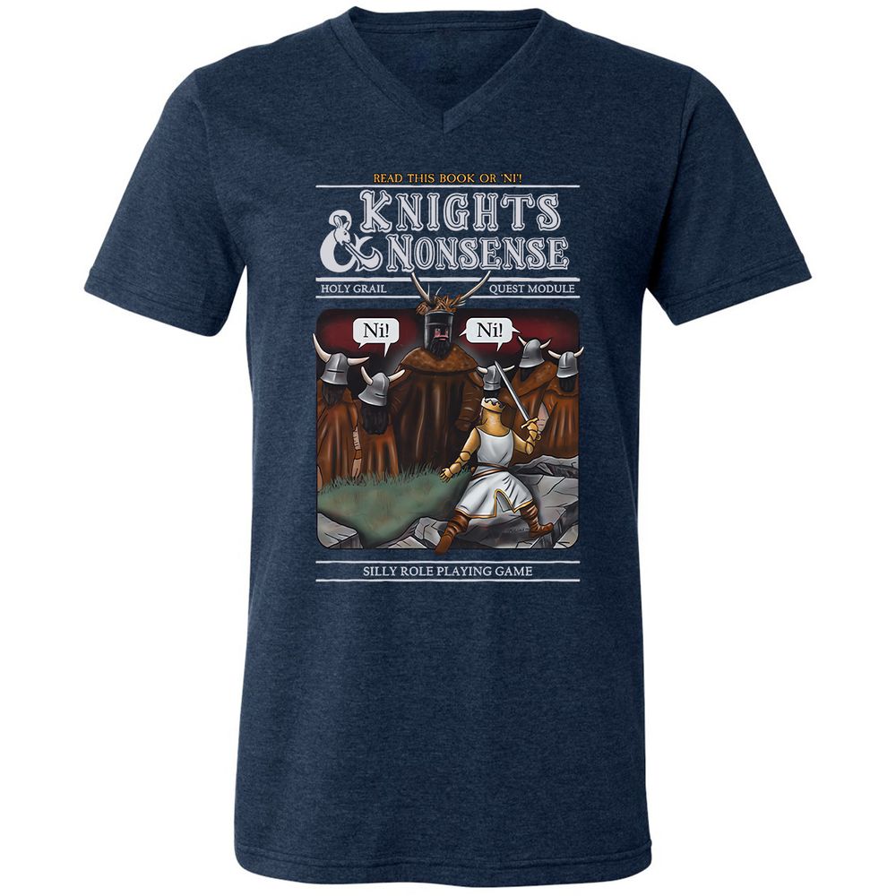 Unisex V-Neck T-Shirt - XCVTKFVU - Heather Navy - 15