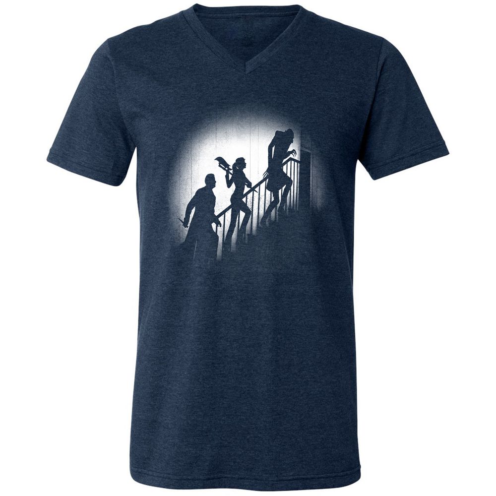 Unisex V-Neck T-Shirt - HCH9TXTT - Heather Navy - 15