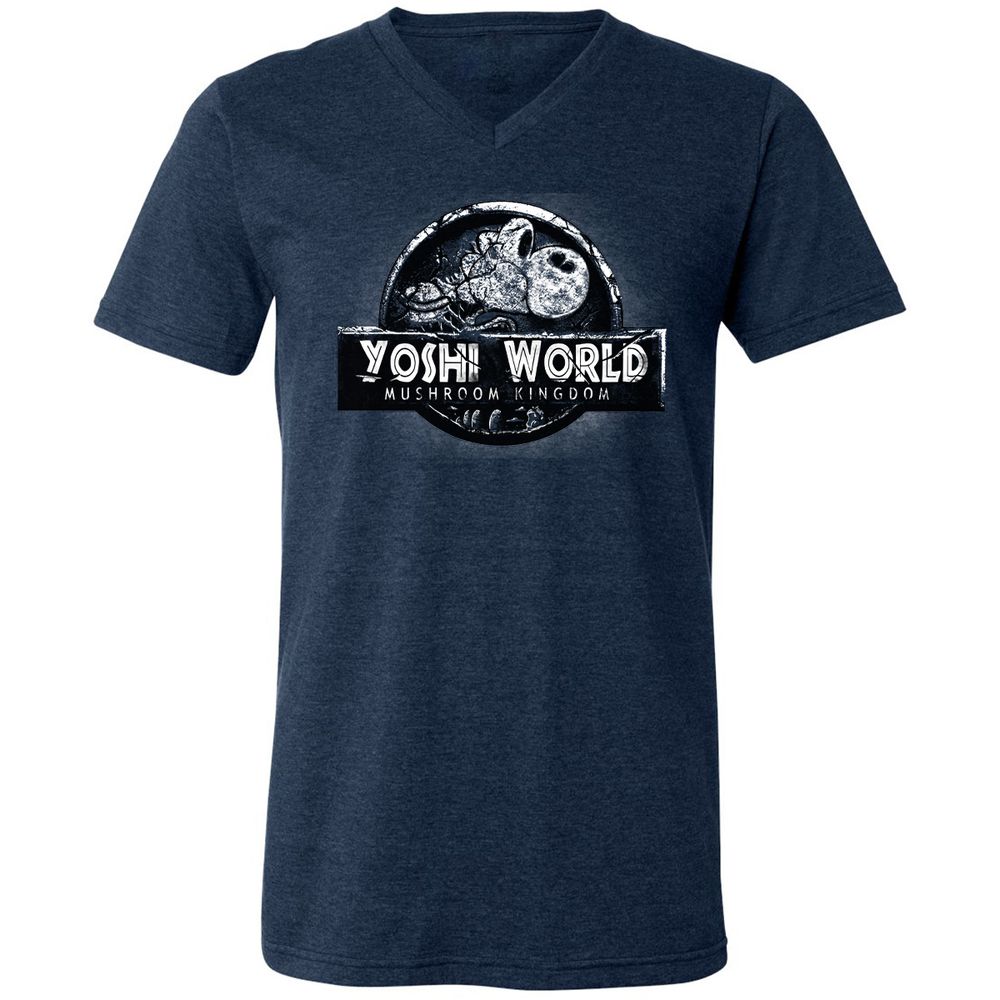Unisex V-Neck T-Shirt - QVJU98MM - Heather Navy - 15