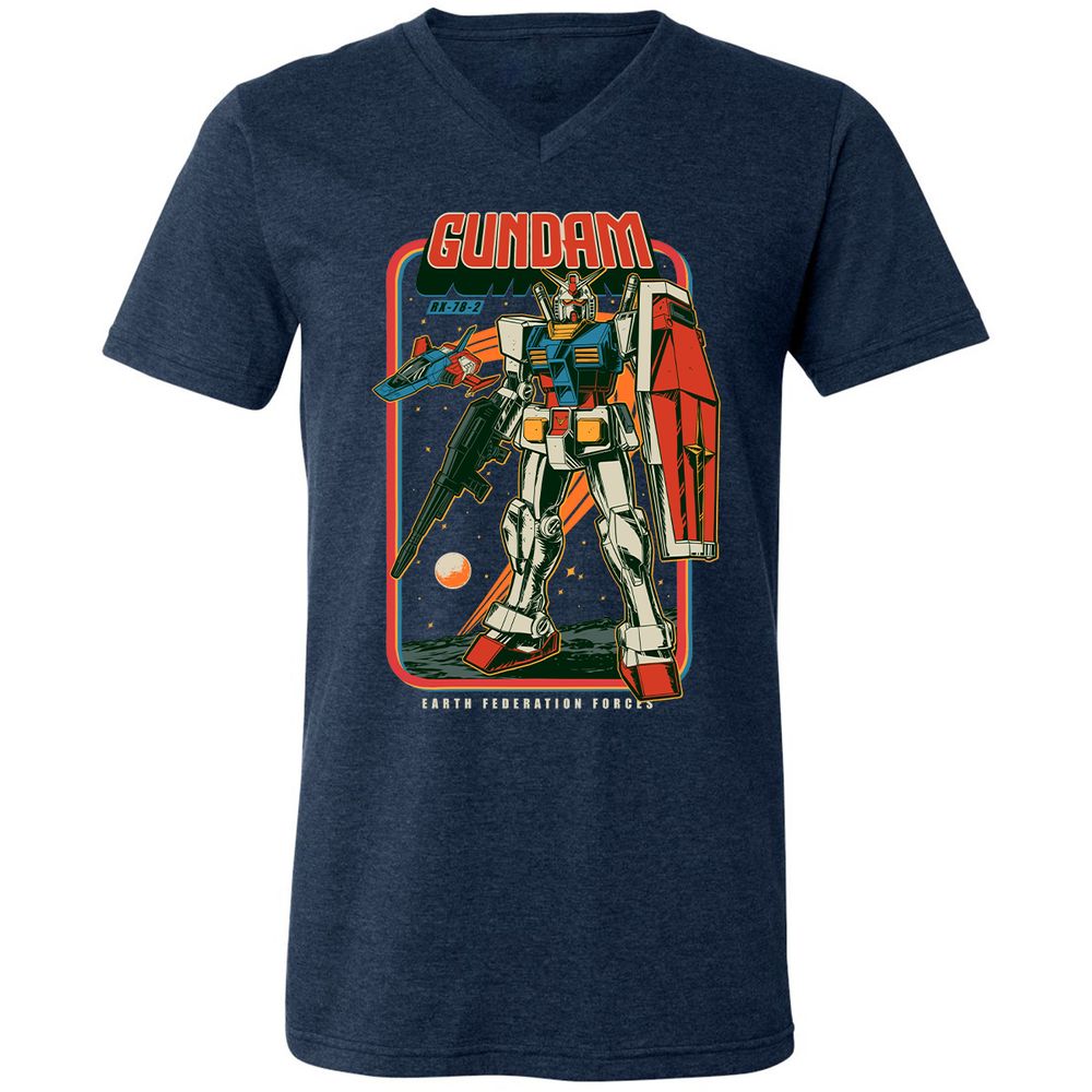 Unisex V-Neck T-Shirt - VGKDKHBZ - Heather Navy - 15