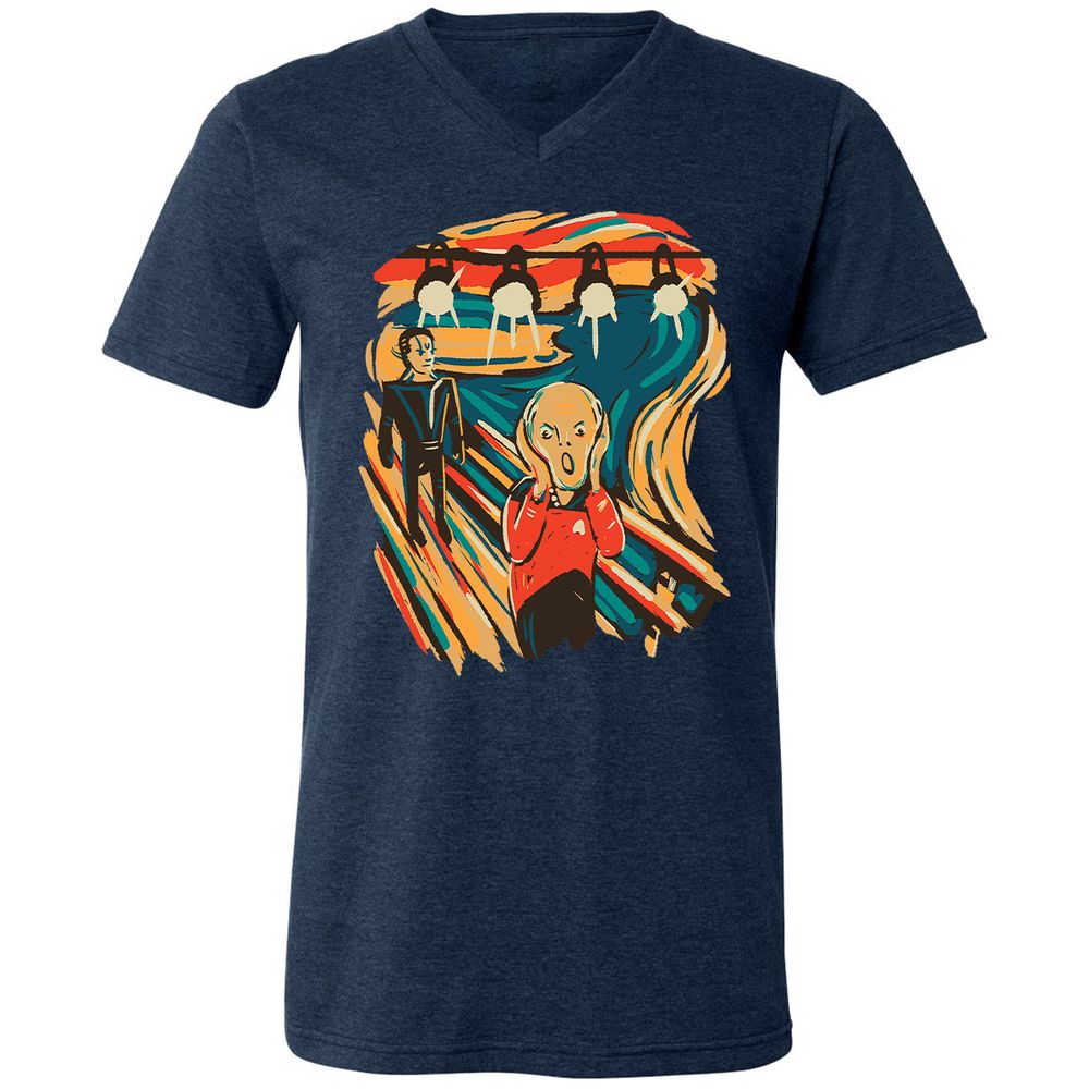 Unisex V-Neck T-Shirt - B2C6BUCT - Heather Navy - 15