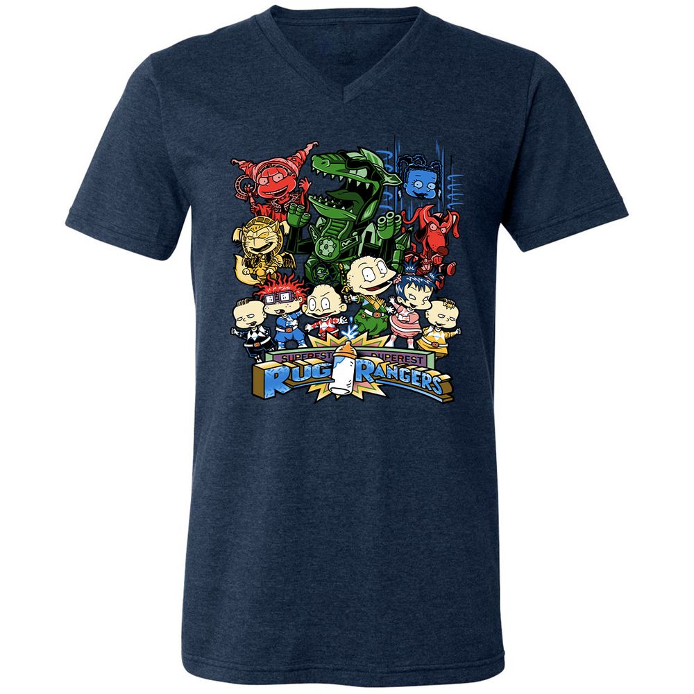 Unisex V-Neck T-Shirt - XFUJG6YF - Heather Navy - 15