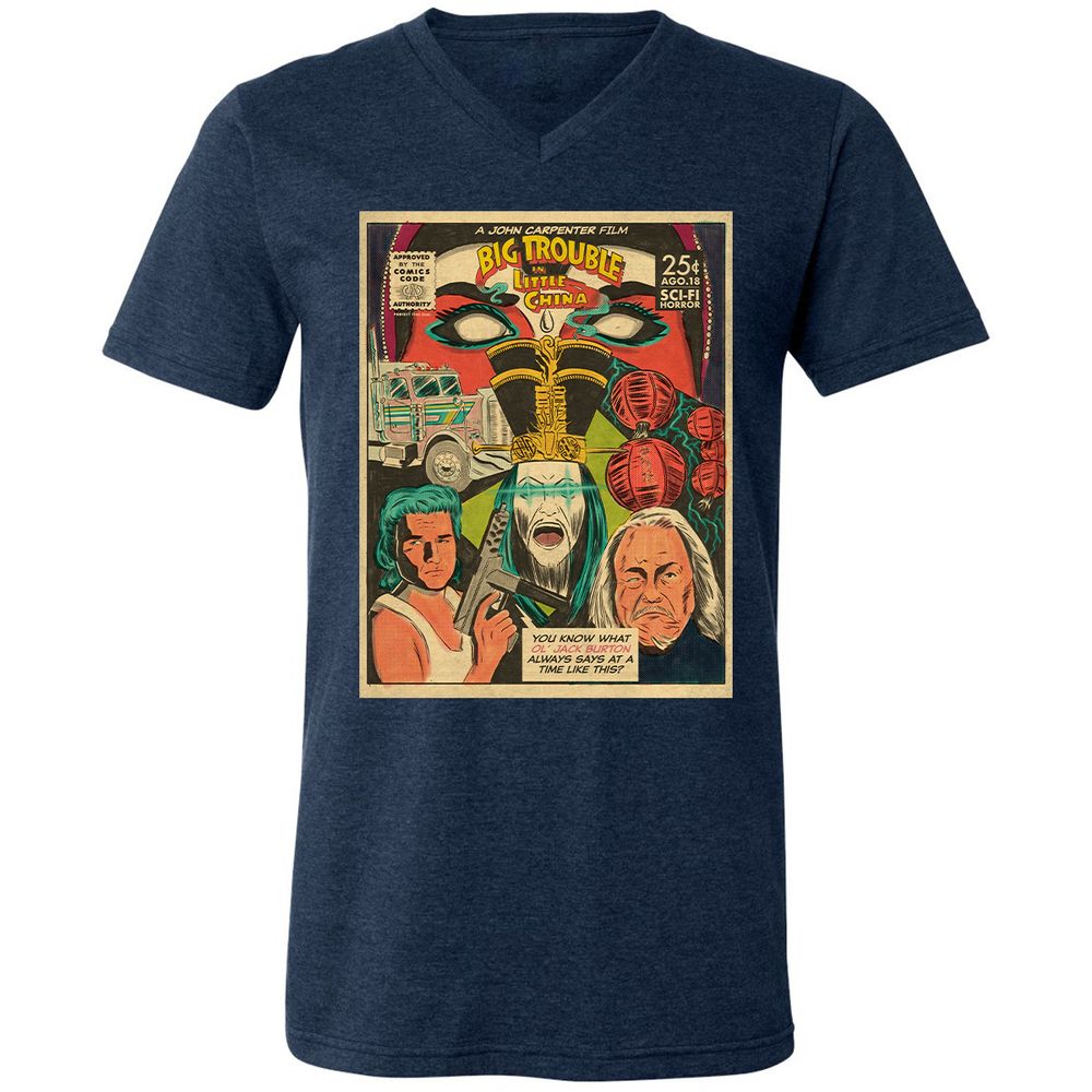 Unisex V-Neck T-Shirt - XYU8TWD1 - Heather Navy - 15