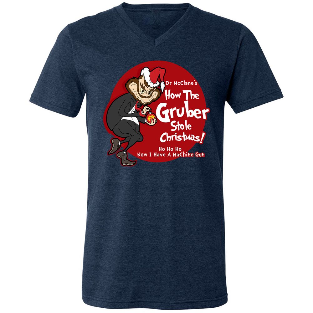 Unisex V-Neck T-Shirt - AYELBFHA - Heather Navy - 15