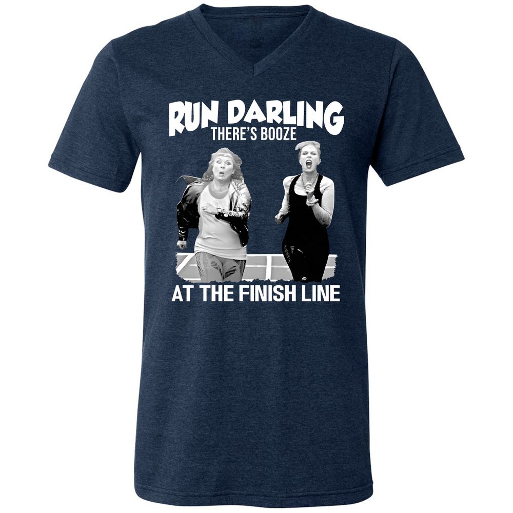Run Darling Unisex V-Neck T-Shirt - Heather Navy - 15