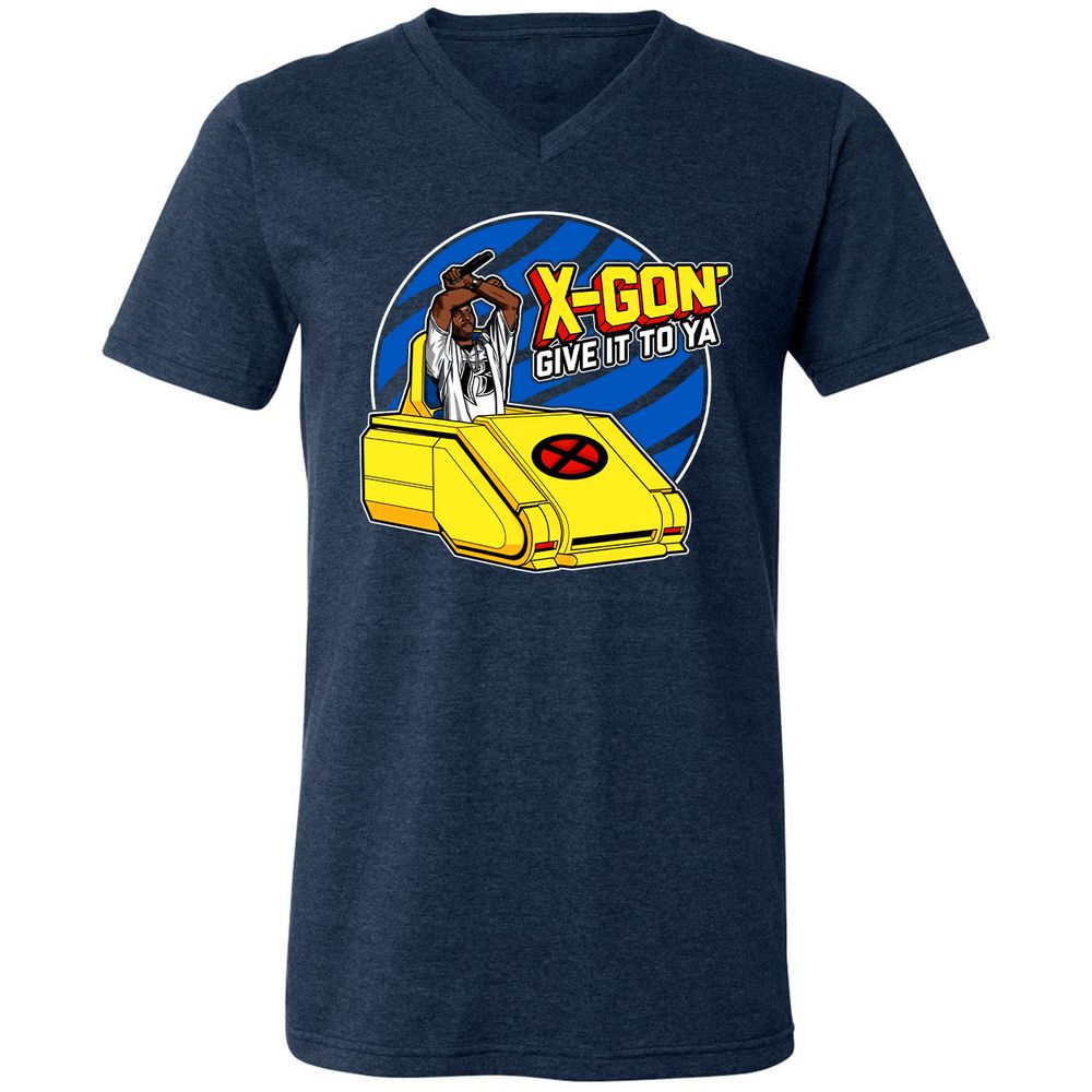 Unisex V-Neck T-Shirt - ZE6WX3FP - Heather Navy - 15